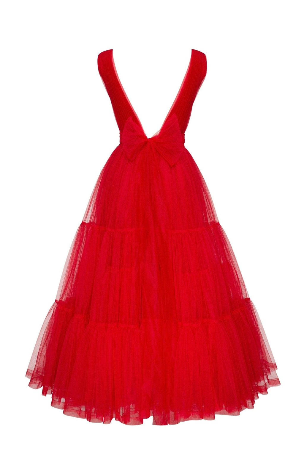 Misty Rose Strapless Puffy Midi Tulle Dress ➤➤ Milla