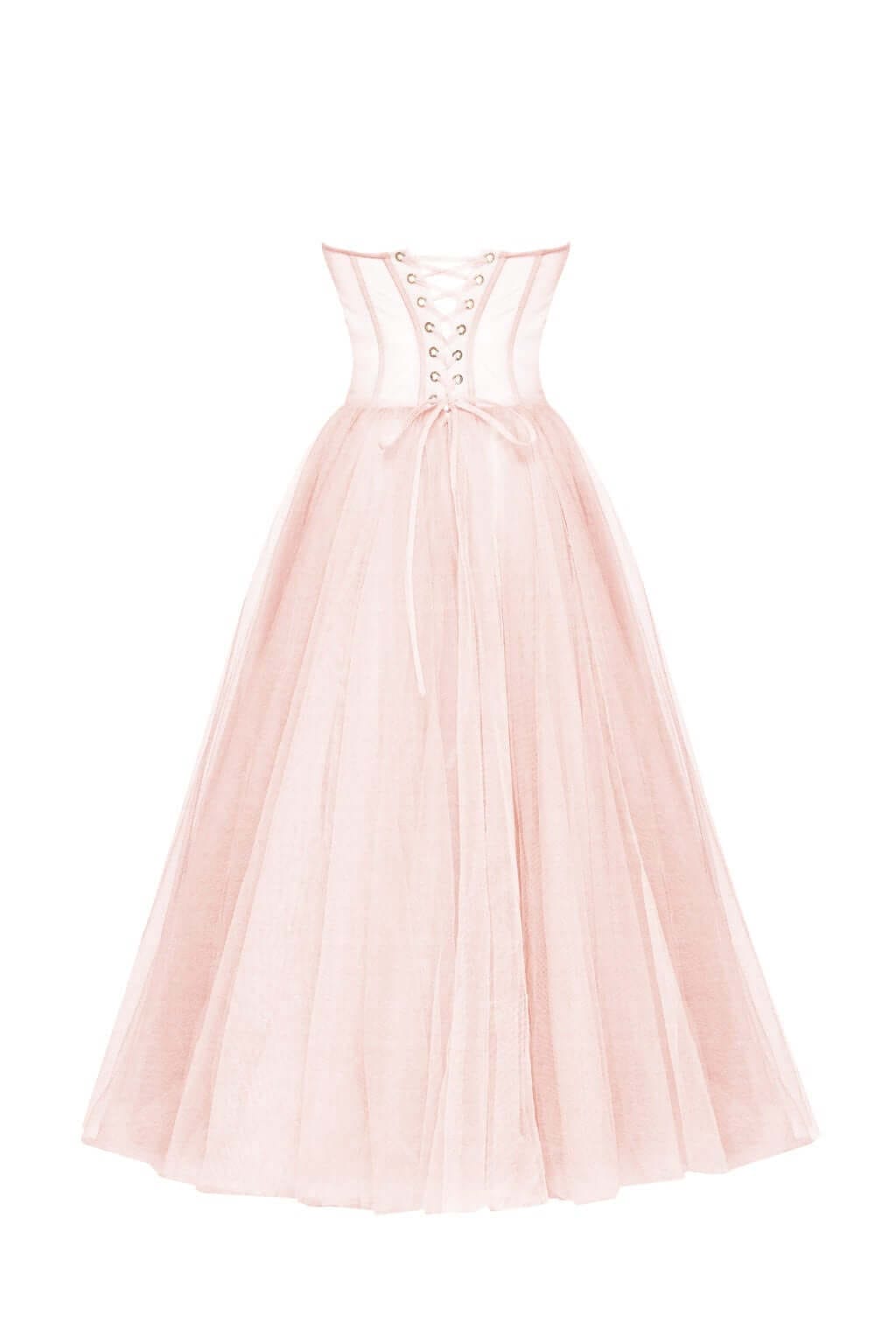 Baby pink tulle midi corset dress freeshipping - Glamfe – Glamfe