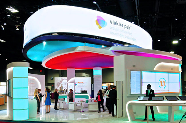 Viekira Tradeshow Booth illuminated with color light