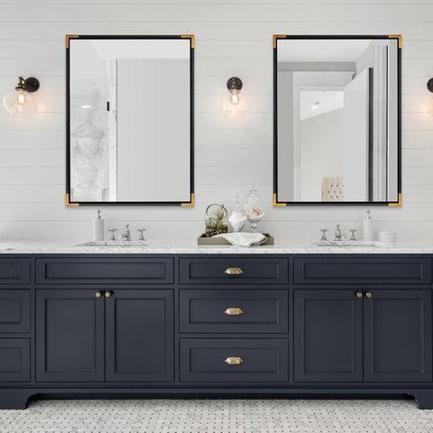 ANDY STAR® Bathroom Vanity Mirror Farmhouse Black Rectangle Mirror Wood ...