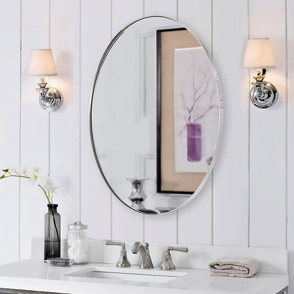 MOON MIRROR™ - Modern Bathroom Vanity Mirror- Stainless Steel Framed ...
