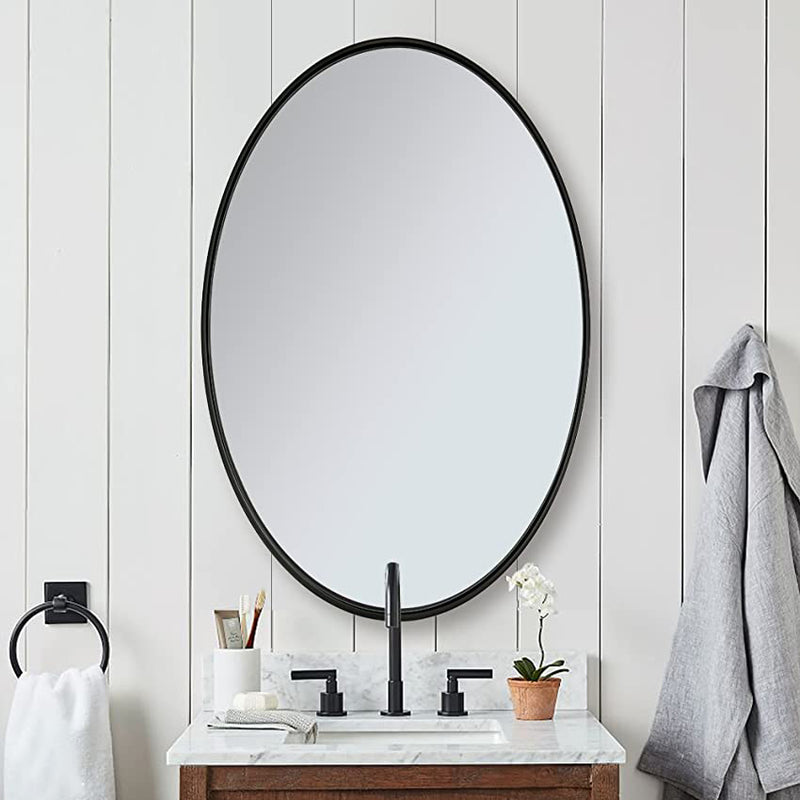 ANDY STAR® Matte Black Oval Mirror Stainless Steel Frame Bathroom Oval  Mirror | Wall Mount Horizontal&Vertical – Moon Mirror