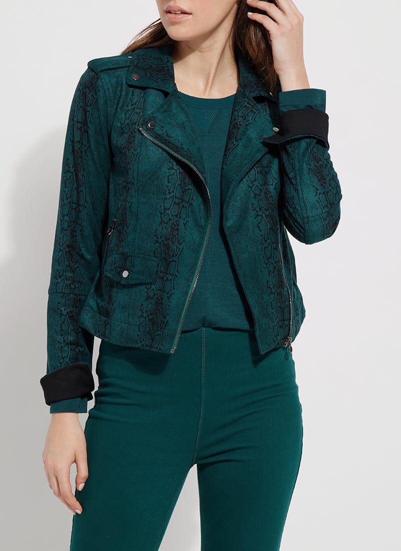Amelia Moto Jacket - Malachite Snake