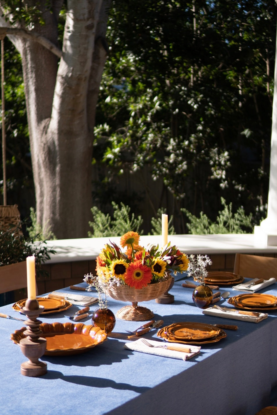 Table setting with ochre plates