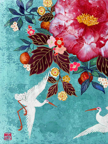 'Camellia Garden' Chinoiserie Art Print by Chris Chun