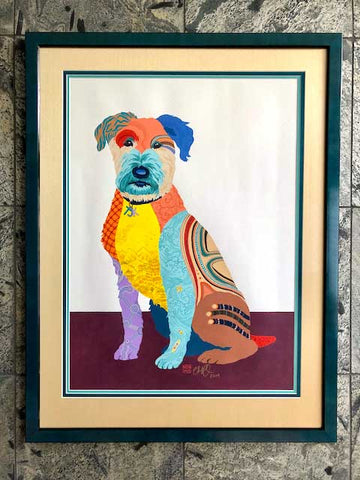 Framed Dog Portrait 'Sparky' by Artist Chris Chun