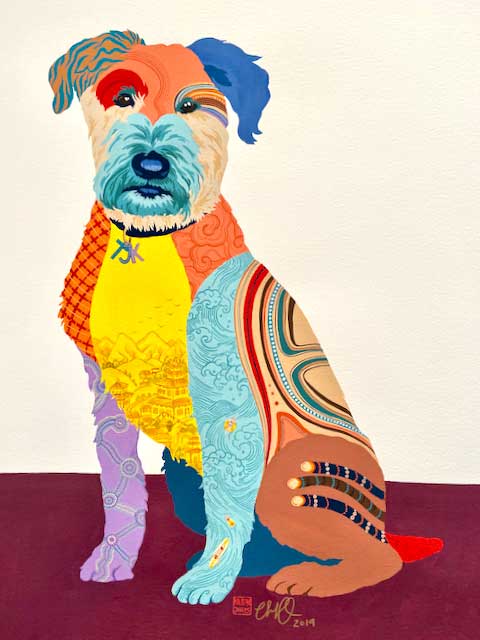 Sparky Dog Portrait by Chris Chun
