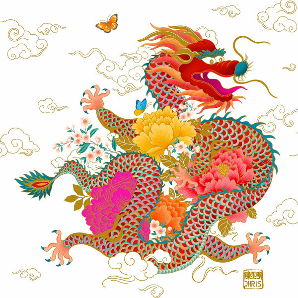 'Peony Dragon' Artwork by Chris Chun