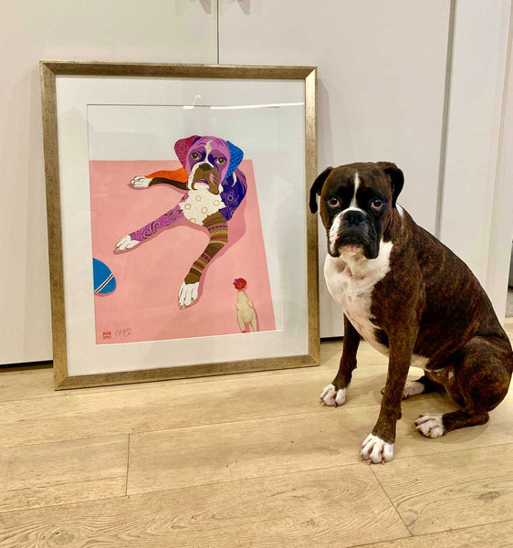 Custom Boxer Dog Portraits painted by Artist Chris Chun