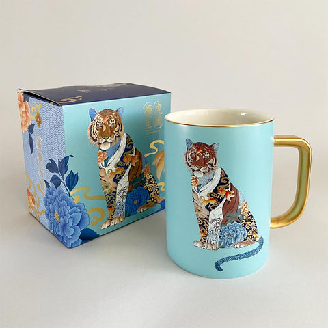 Chinese Zodiac Tiger Porcelain Mug by Chris Chun