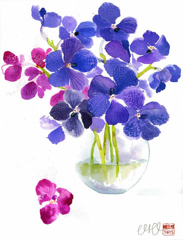 Orchid Watercolour Painting by Chris Chun