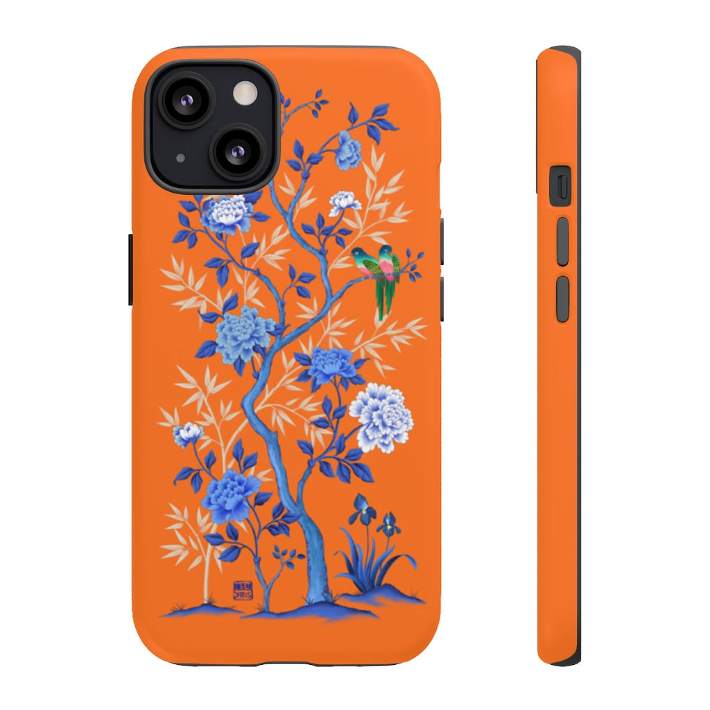 Phone Case - Soft Blue Toile with Chinoiserie Monogram –