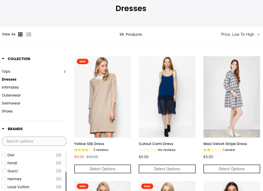Shopify サイト product filter & search