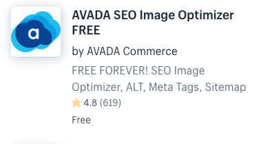 Shopify  AVADA SEO Image Optimizer FREE アプリ　無料