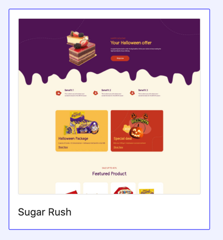 Shopify sugar rush ハロウィン　テンプレート　ノーコード