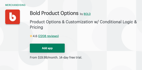 Product Options Bold Shopify App