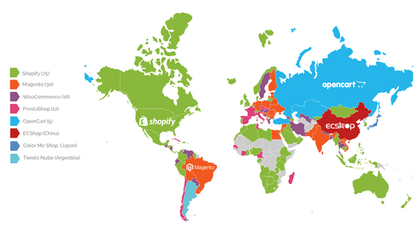 Shopify world share map