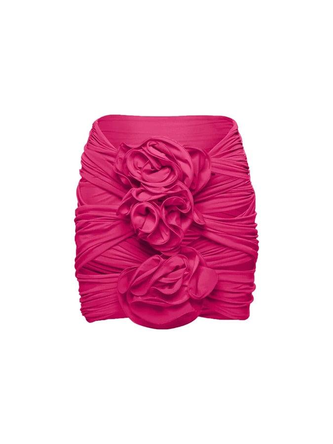 3D Flower Cutout Swimwear - Rose Red