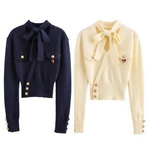 Retro Bow Tie Knitted Sweater - The House of CO-KY