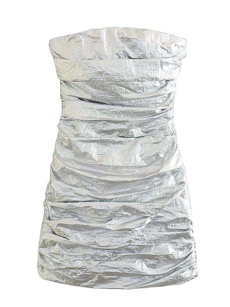 Blair Metallic Pleated Mini Dress