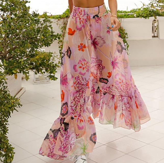 Desiree Pink Floral Beachwear Skirt