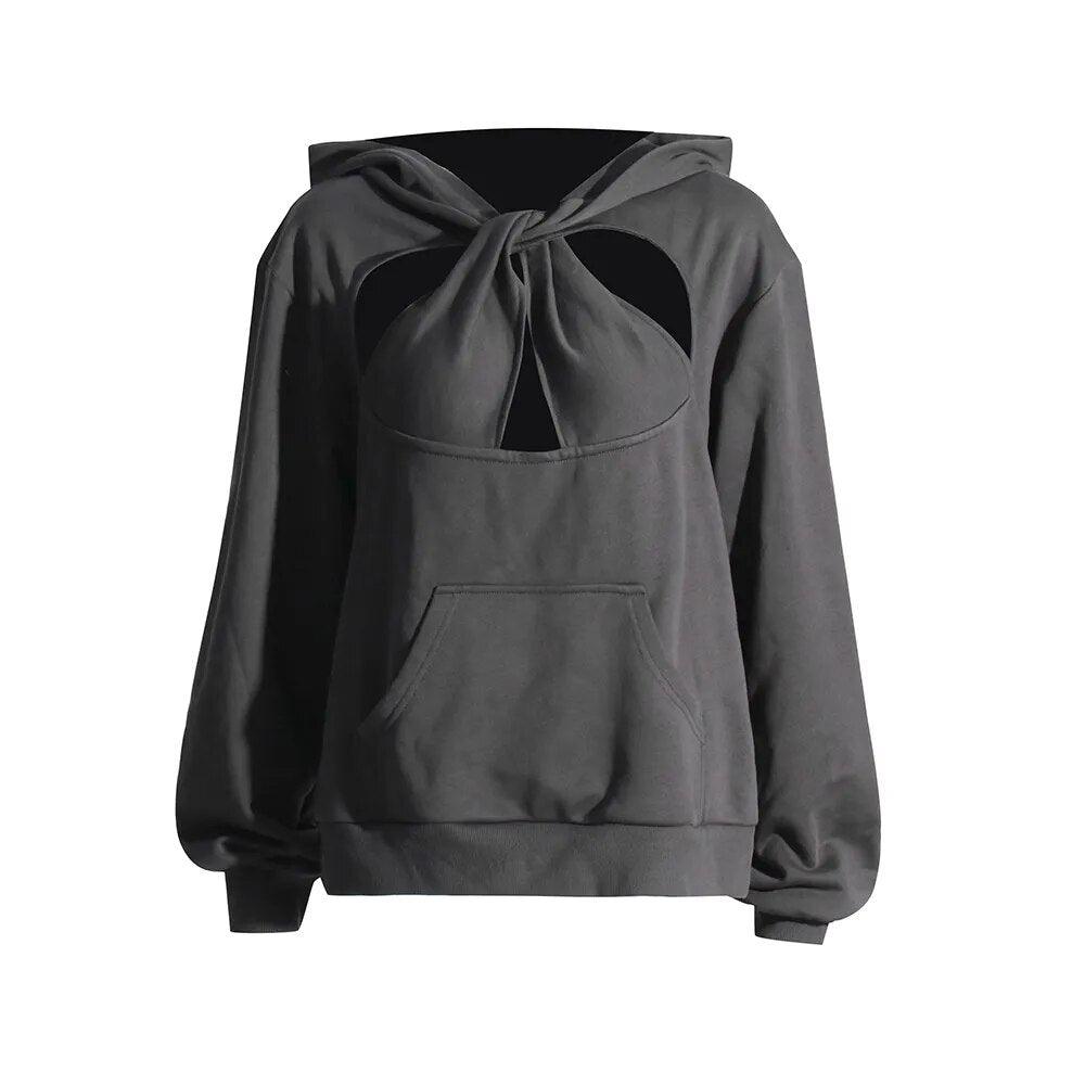 Emily Hollow Out Hooded Sweatshirt
