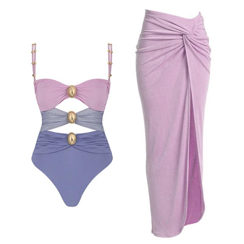 Haley Swimsuit With Cover Up - Violet