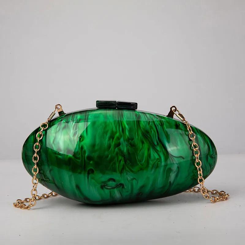 Pearl Acrylic Clutch Bag - Green