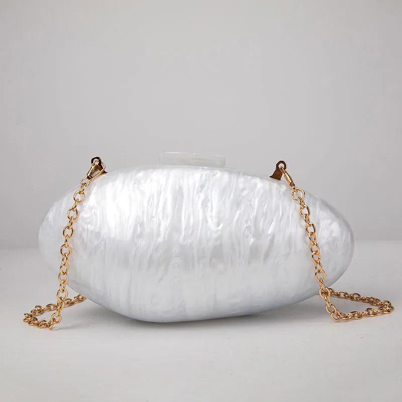 Pearl Acrylic Clutch Bag - White