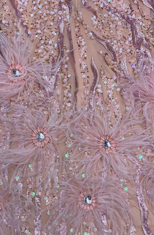 how to clean pink sequins and feathers on fabric
