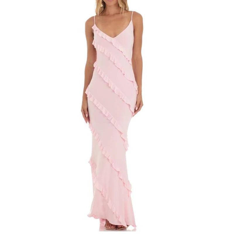 Robin Ruffles Backless Dress - Pink