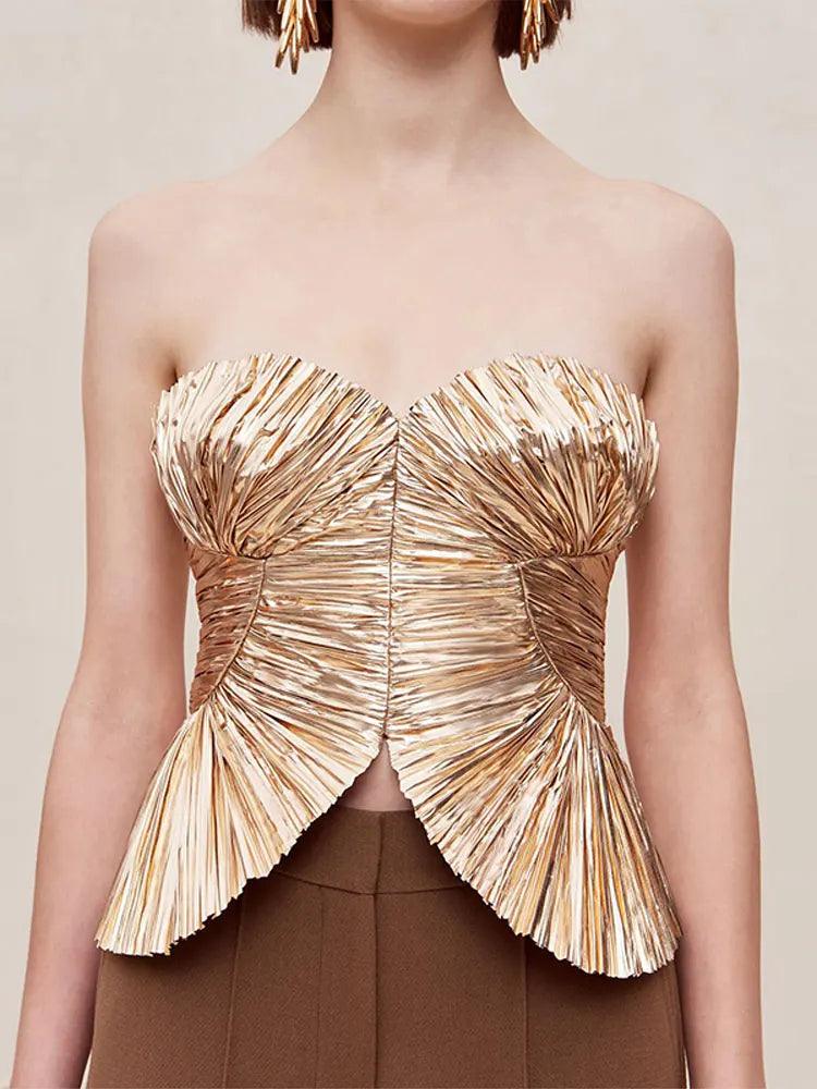 Rocio Shiny Strapless Top