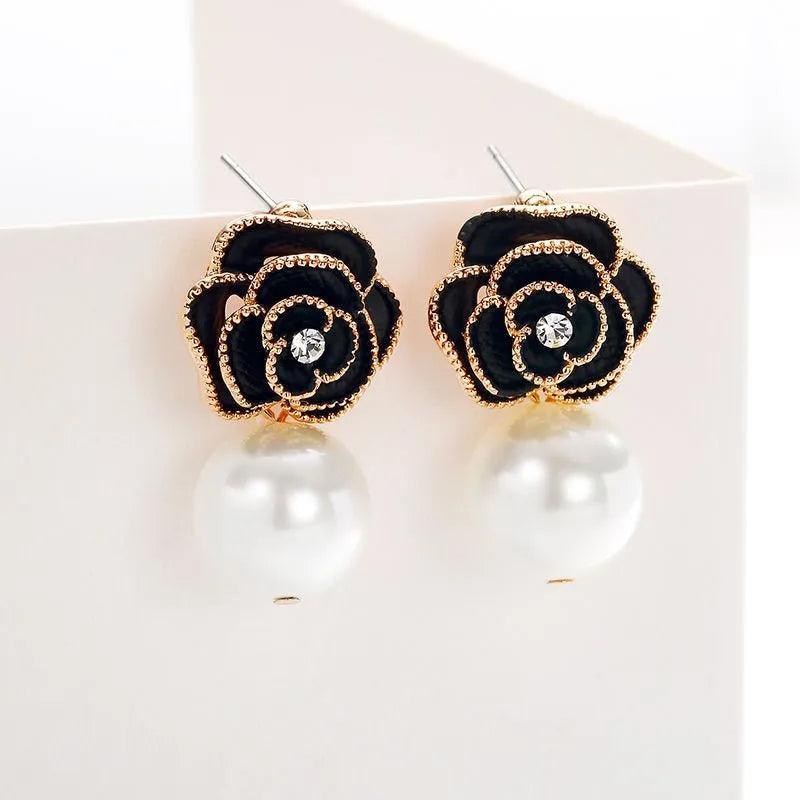 Vintage Flower and Pearl Earrings