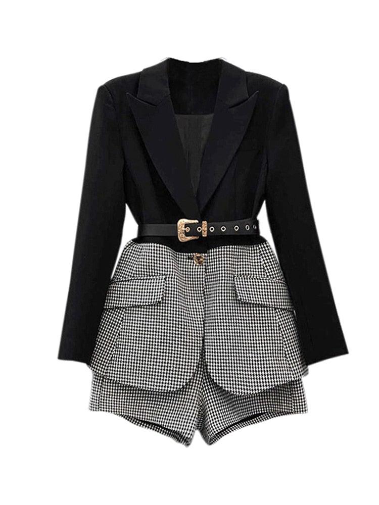 Anne Plaid Blazer and Short Set