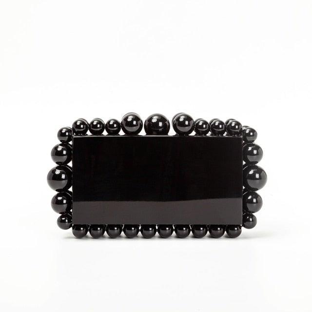 Beads Acrylic Clutch - Black