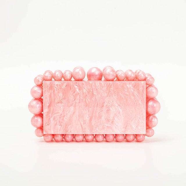 Beads Acrylic Clutch - Coral