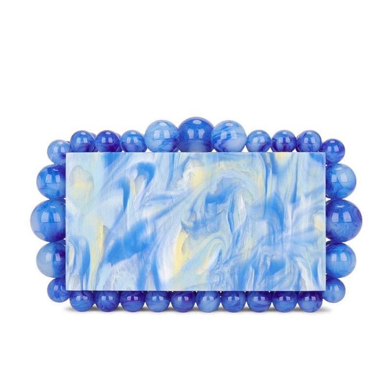 Beads Acrylic Clutch - Sky Blue