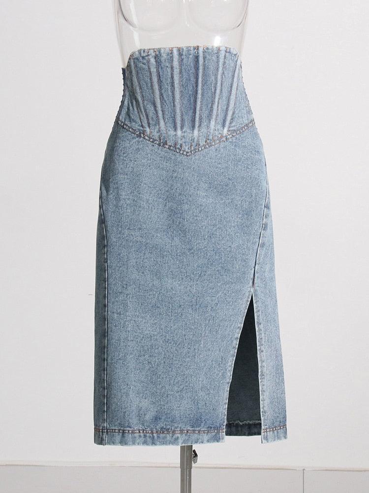 Isabelle High Waist Denim Skirt