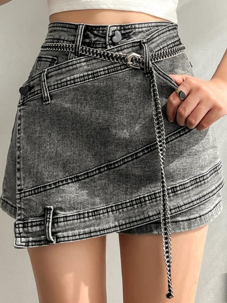 Lidia Irregular Denim Skirt