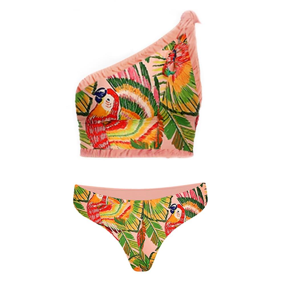 Macaw Leaves One-Shoulder Swimsuit