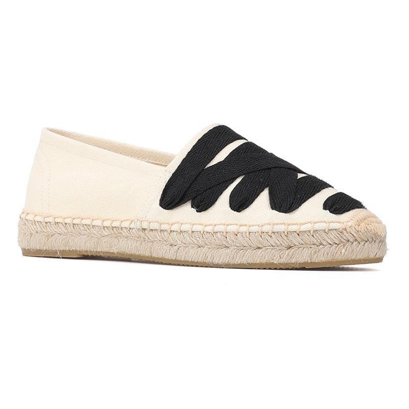 Mary Janes Espadrille Flats - Beige