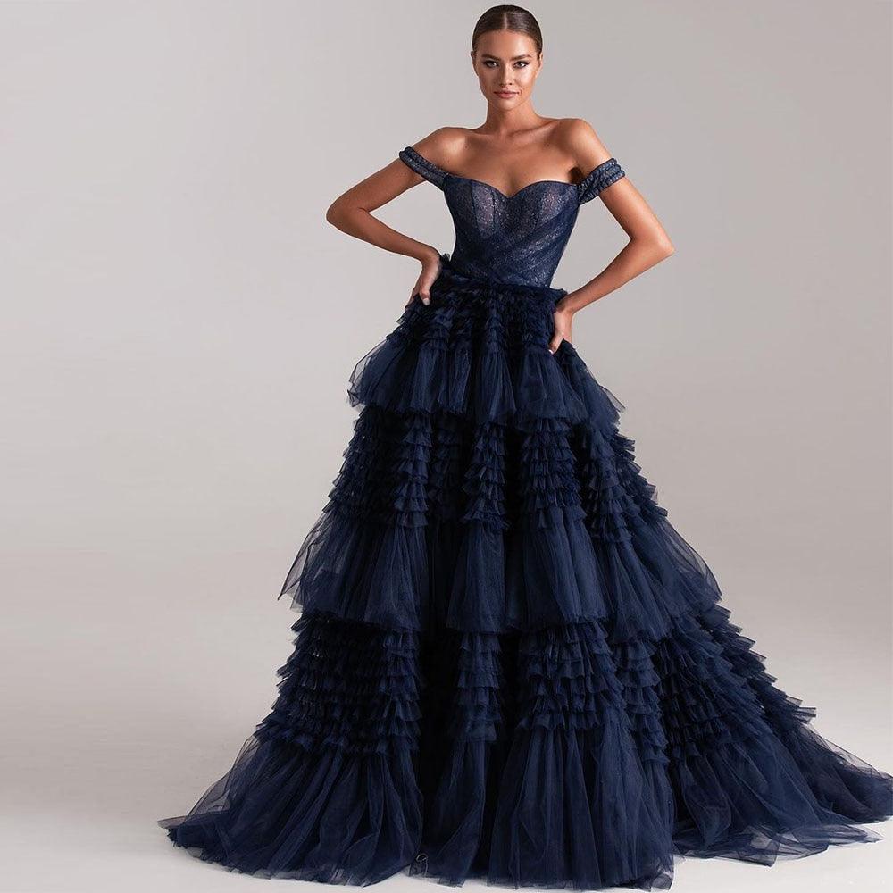 Nina Off the Shoulder Tulle Gown