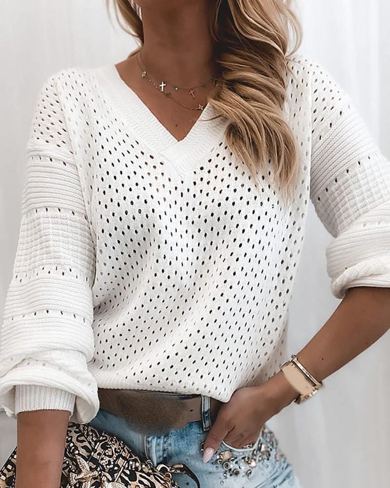 Olivia Hollow Out White Sweater