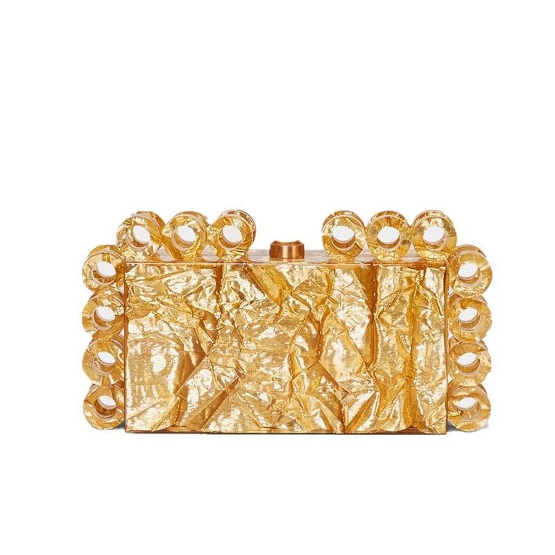 Rings Acrylic Clutch - Gold