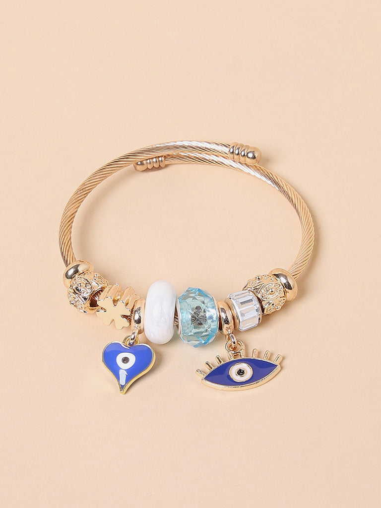 Misbu Gold Tone Blue Evil Eye Bracelet | MISBU - A Tata Enterprise