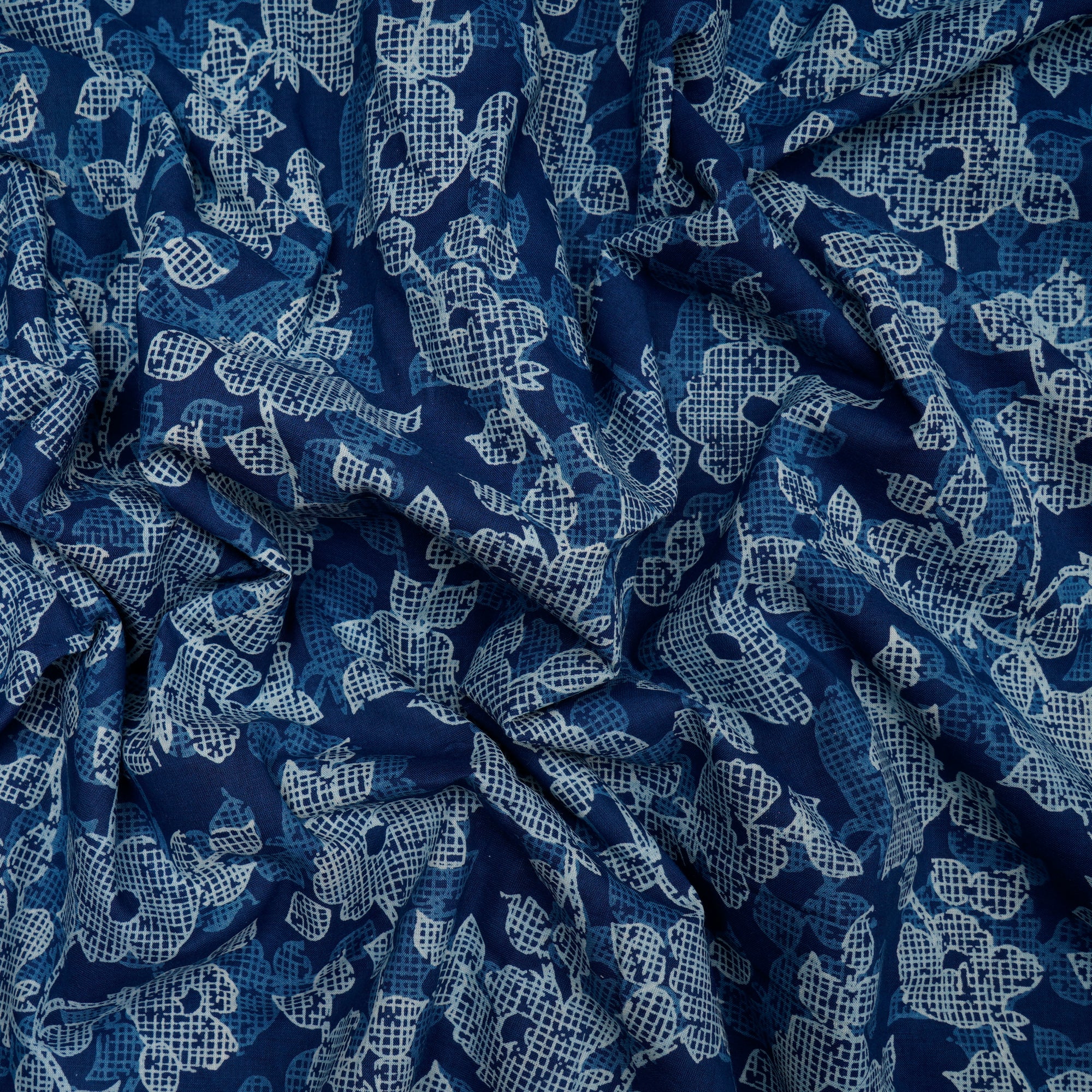  Craftofpinkcity 5 Yard Hand Block Print Fabric Indigo Blue Tyi  Dyed Cotton Dabu Indian Fabric