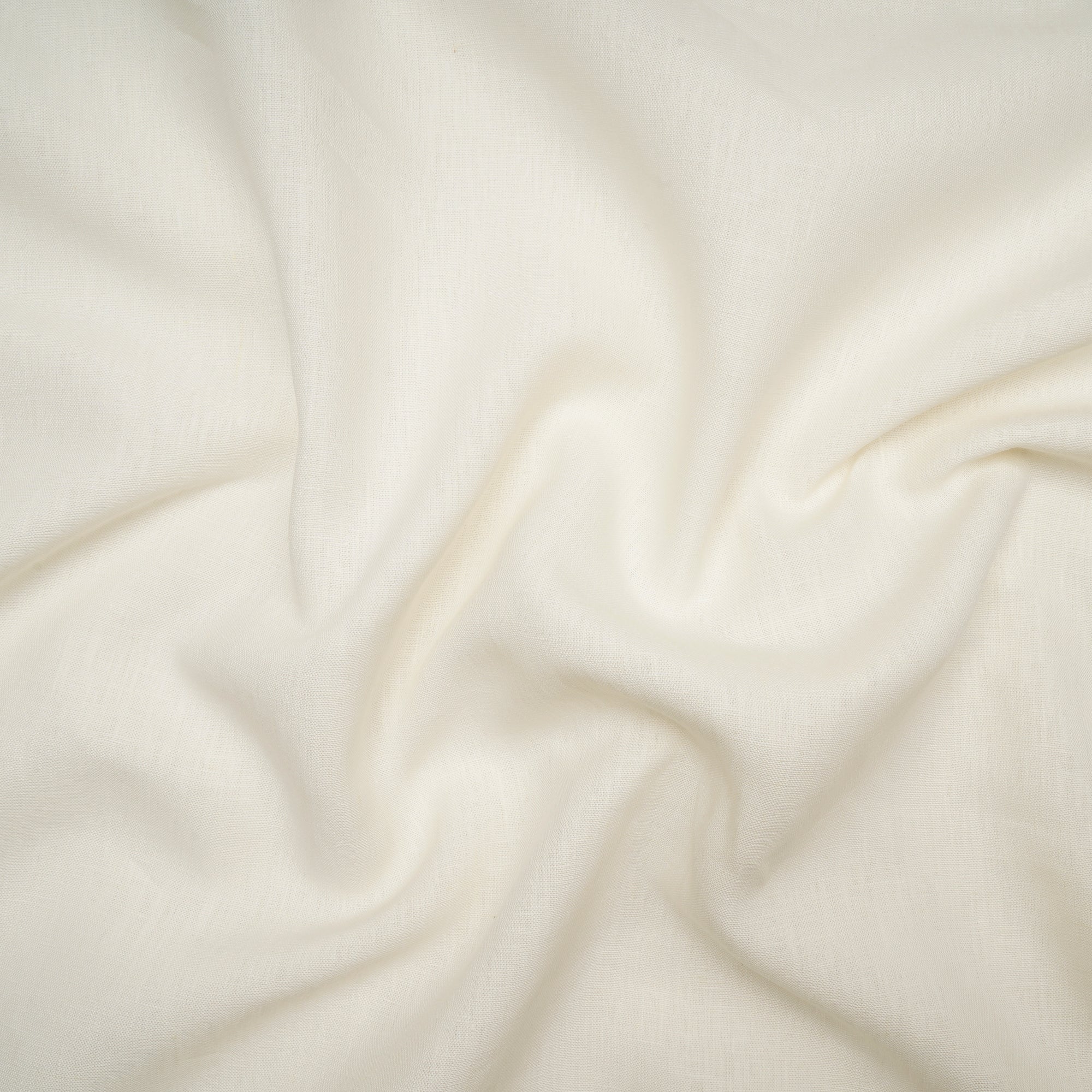 Perla Pure White - White Linen mix fabric, Plain