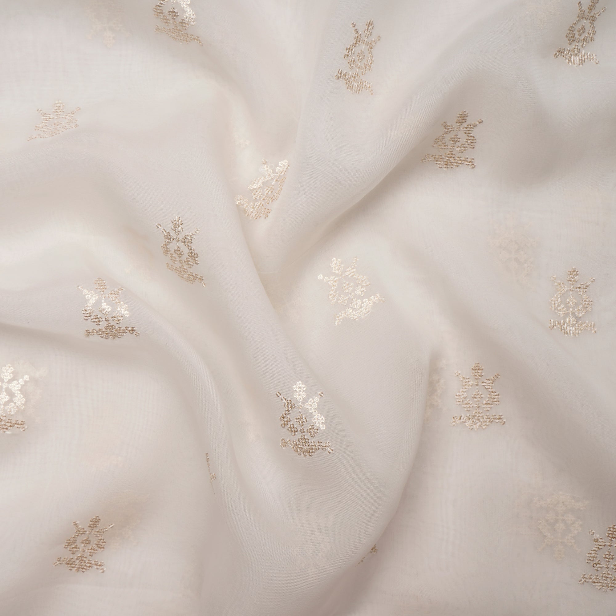 Ferial Organza Embroidery Gold  Very Lightweight Organza Fabric