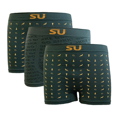 3 Pack - Springbok Supporter Boxers for Men - Green and Gold, Seamfree  Underwear