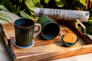Green Ceramic Tea Mugs